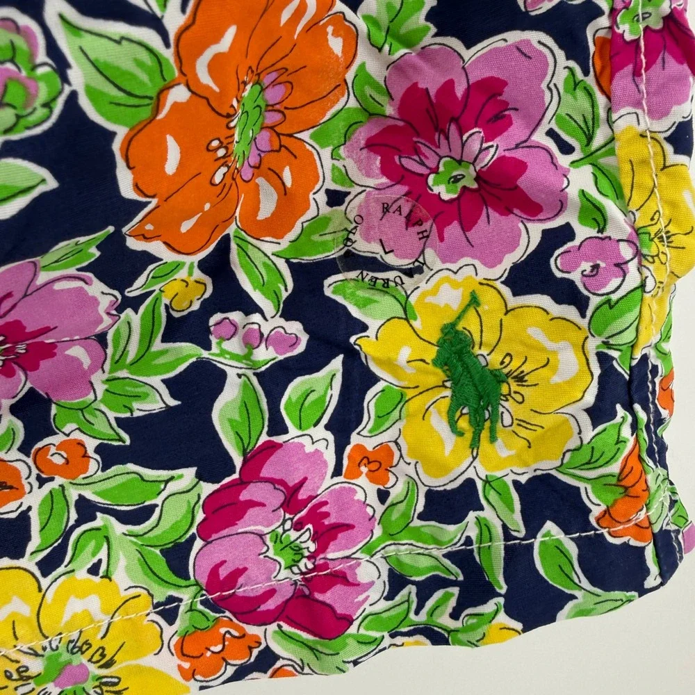Polo‎ Ralph Lauren Mens Floral Swim Trunks Navy Blue Pink Orange Large